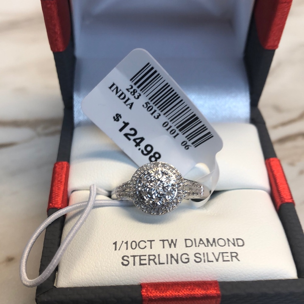 Sterling silver diamond ring